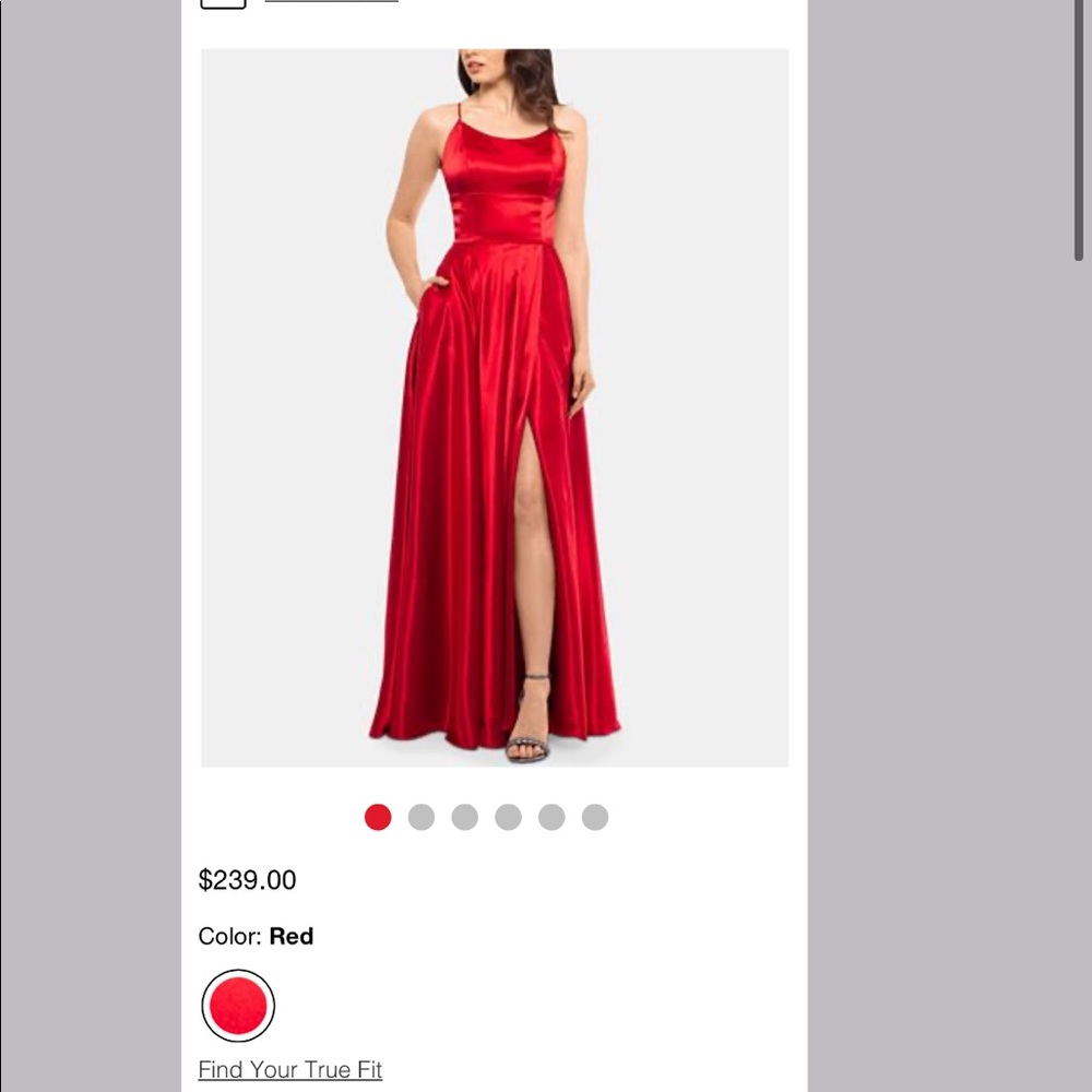 Betsy & Adam Satin Strappy-Back Gown